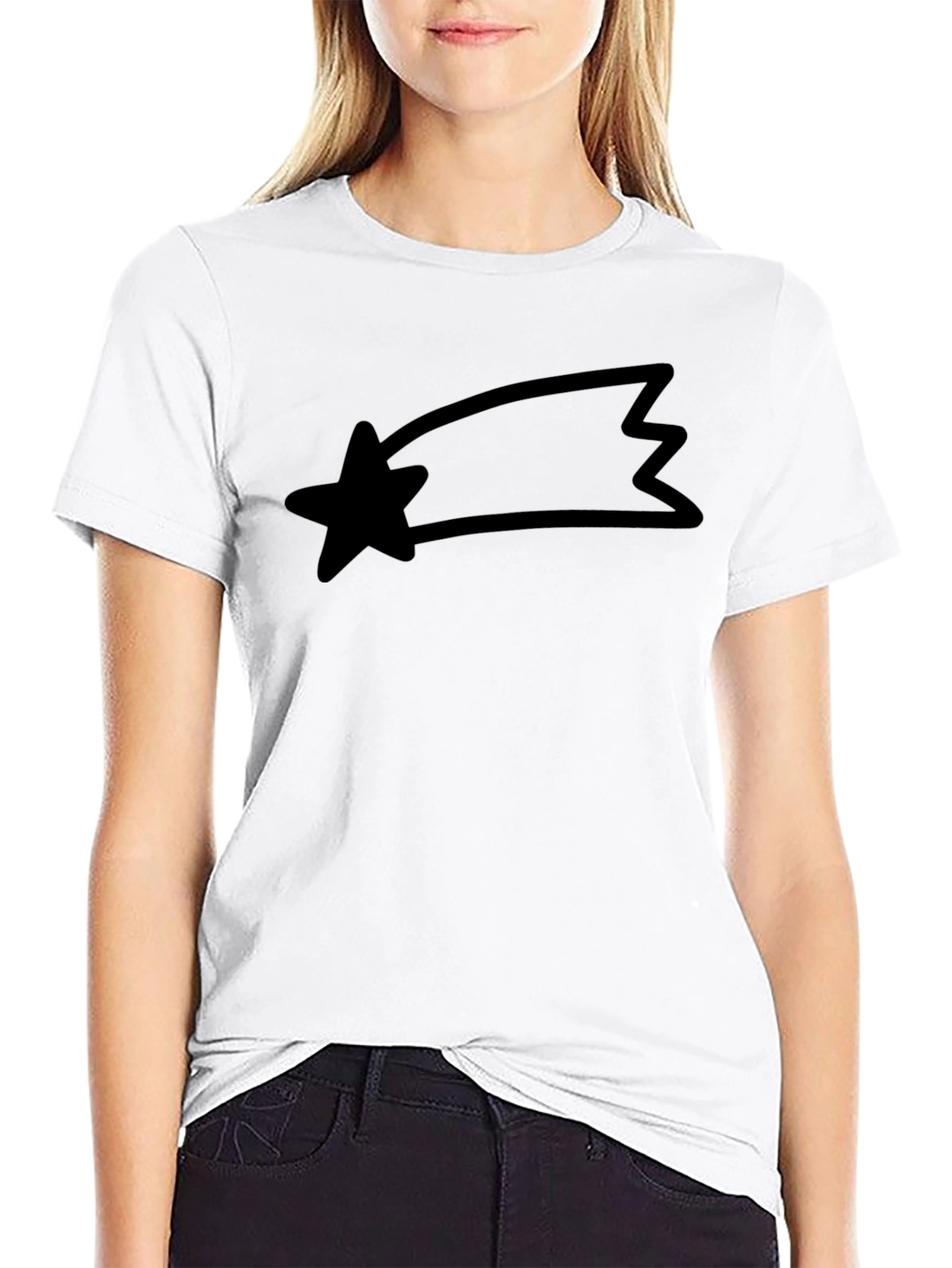 Mens Black T-Shirt with Comet Design