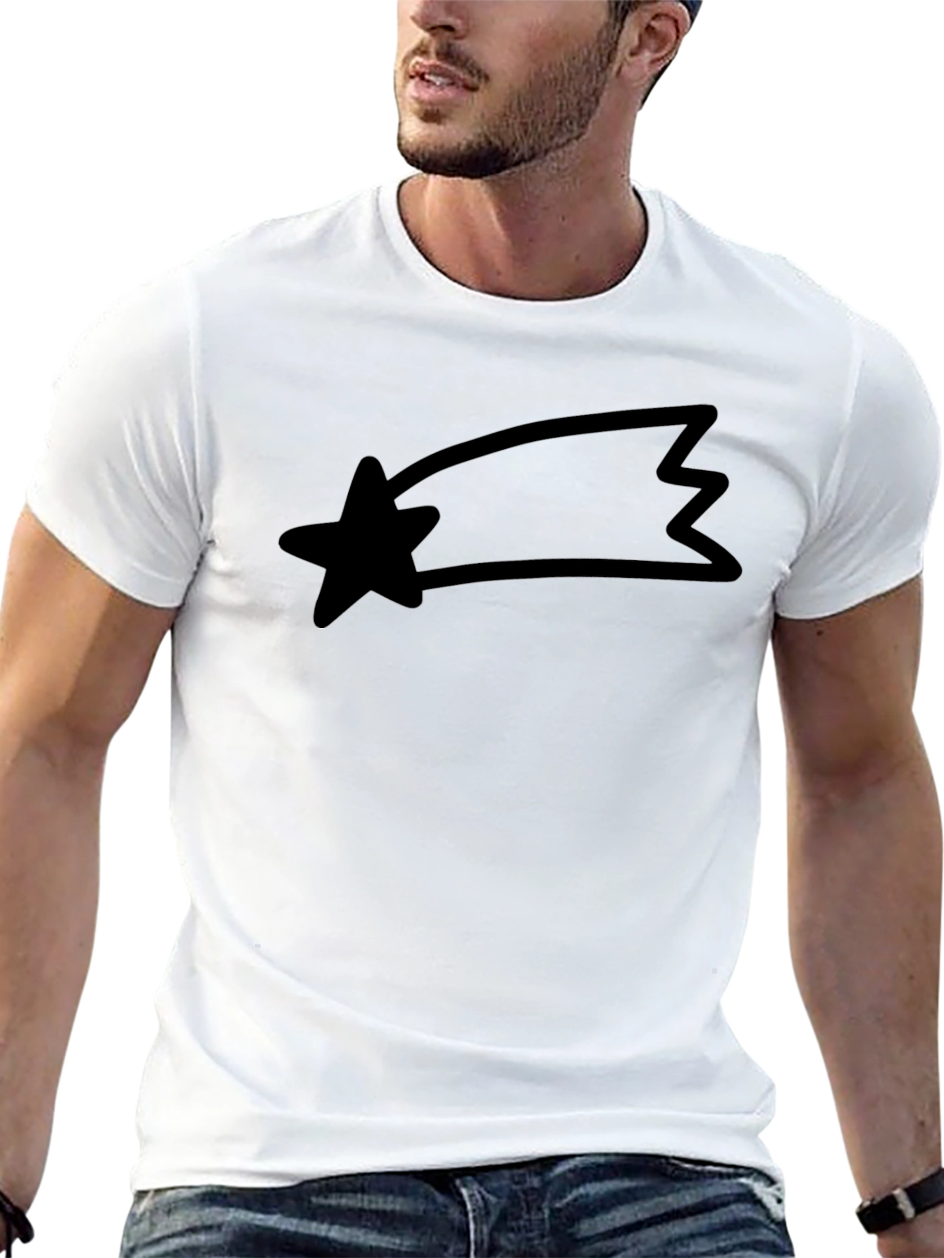 Mens Black T-Shirt with Comet Design