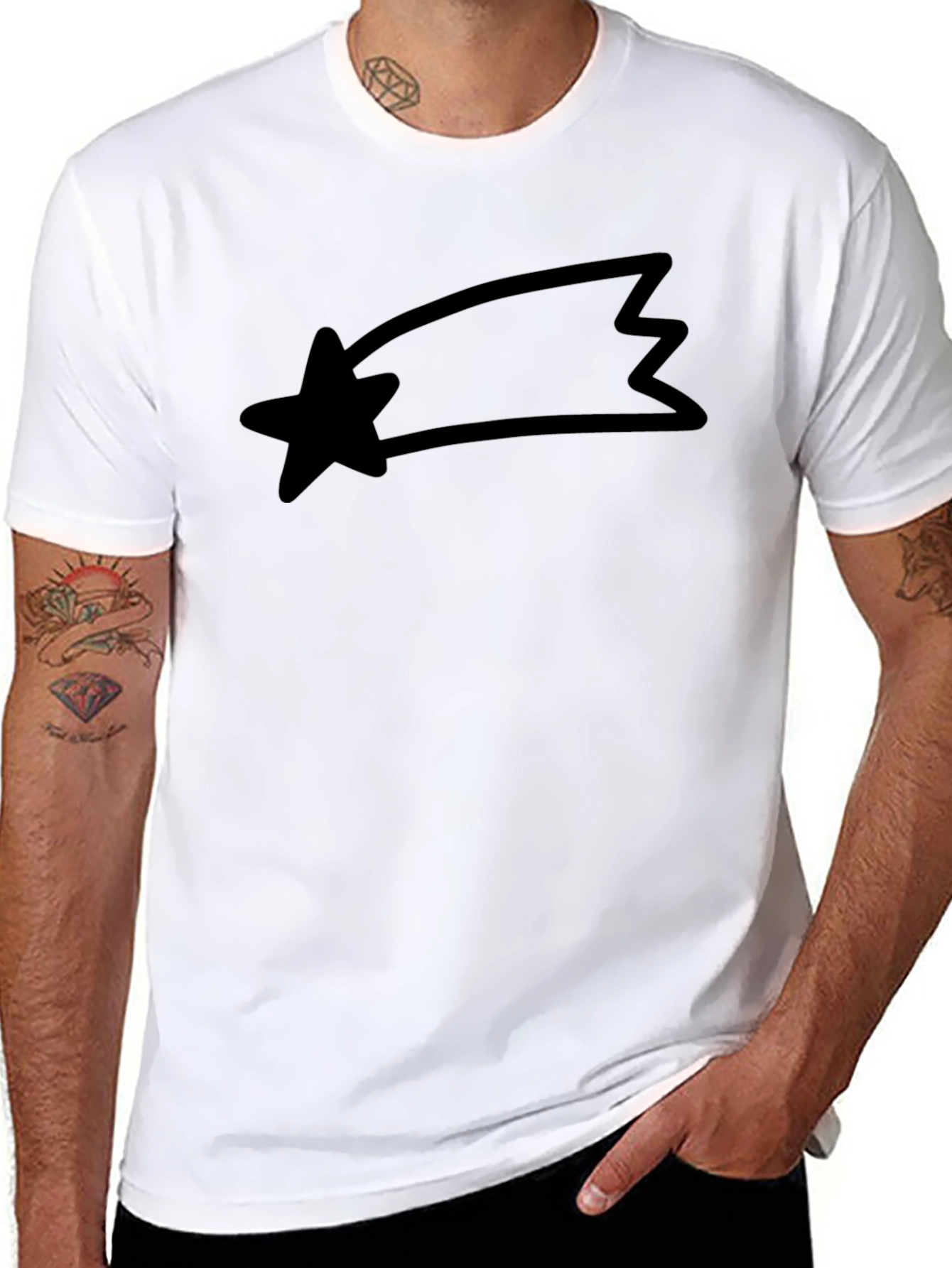 Mens Black T-Shirt with Comet Design