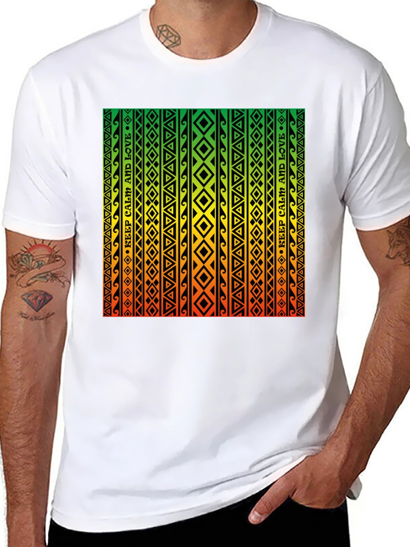 Rasta Style Graphic Tee - Keep Calm and Love