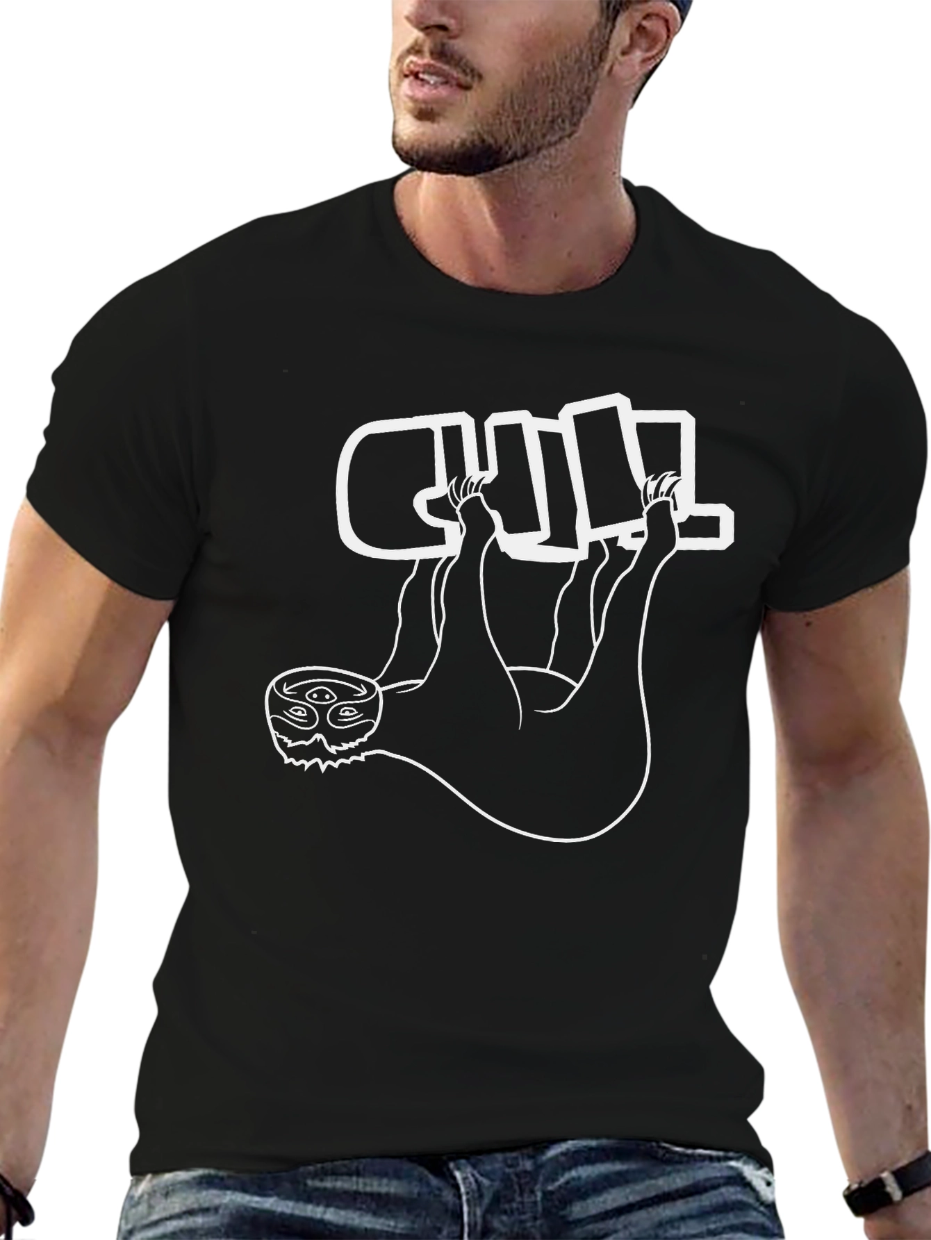 Chill Sloth Black T-Shirt - Relaxed Fit