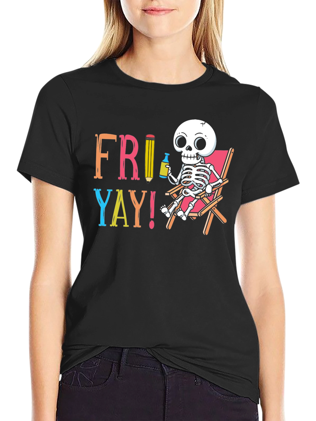 Fri-Yay Skeleton Graphic T-Shirt
