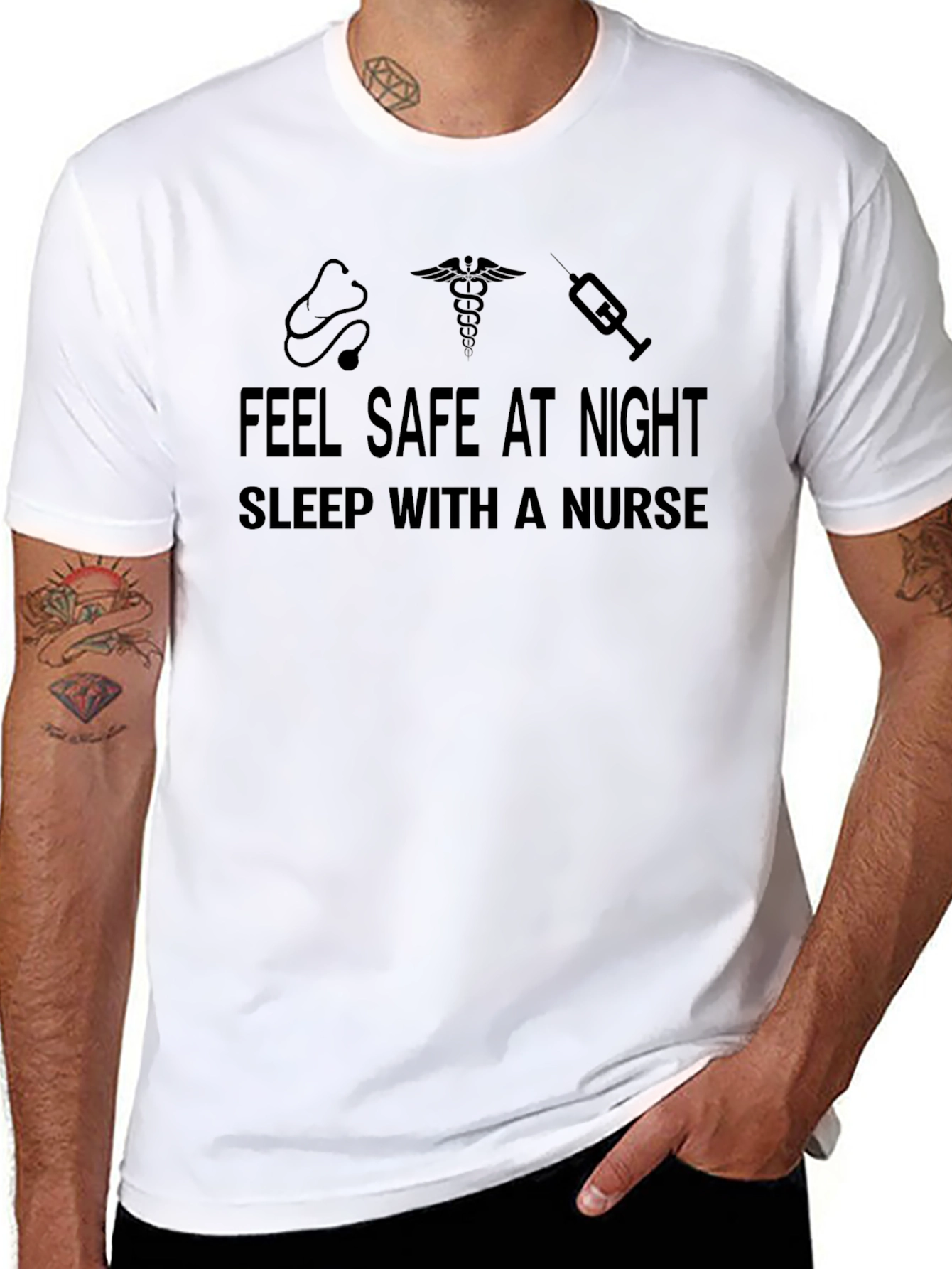 Feel Safe At Night Sleep With A Nurse T-Shirt