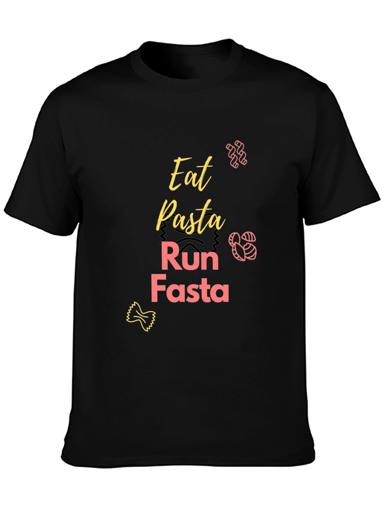 Eat Pasta Run Fasta Black Graphic Tee