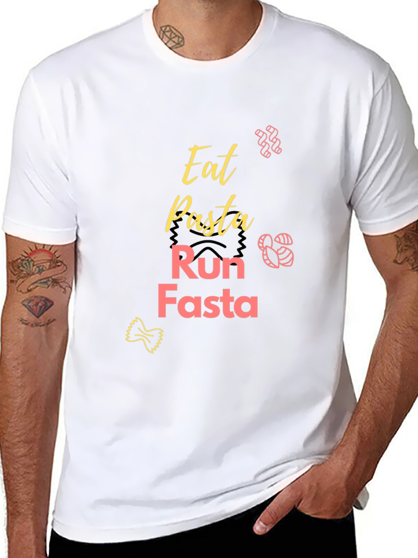 Eat Pasta Run Fasta Black Graphic Tee