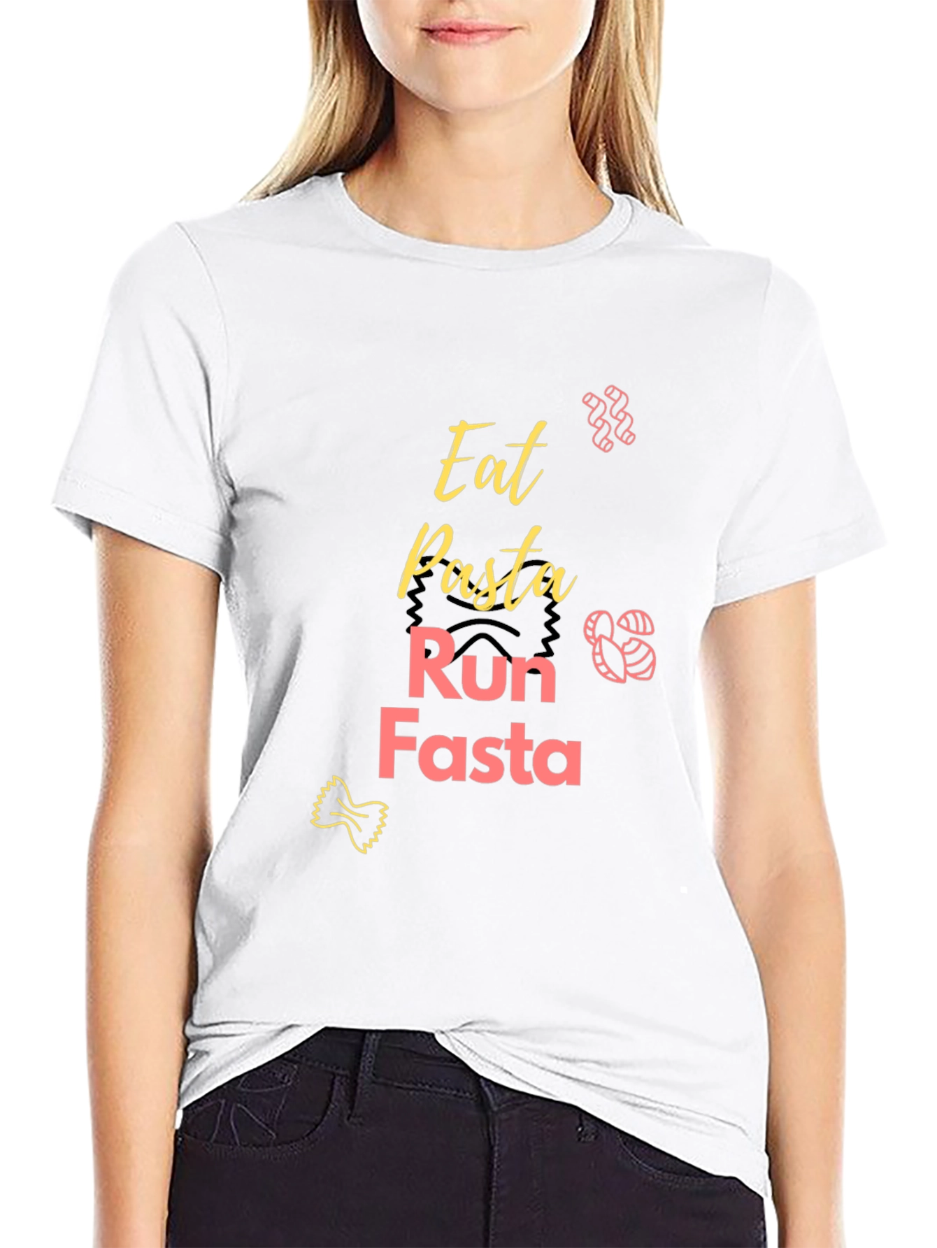 Eat Pasta Run Fasta Black Graphic Tee