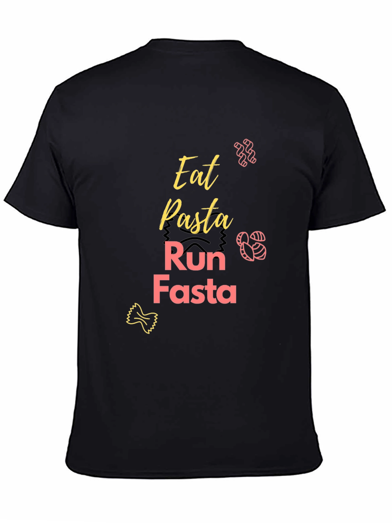 Eat Pasta Run Fasta Black Graphic Tee