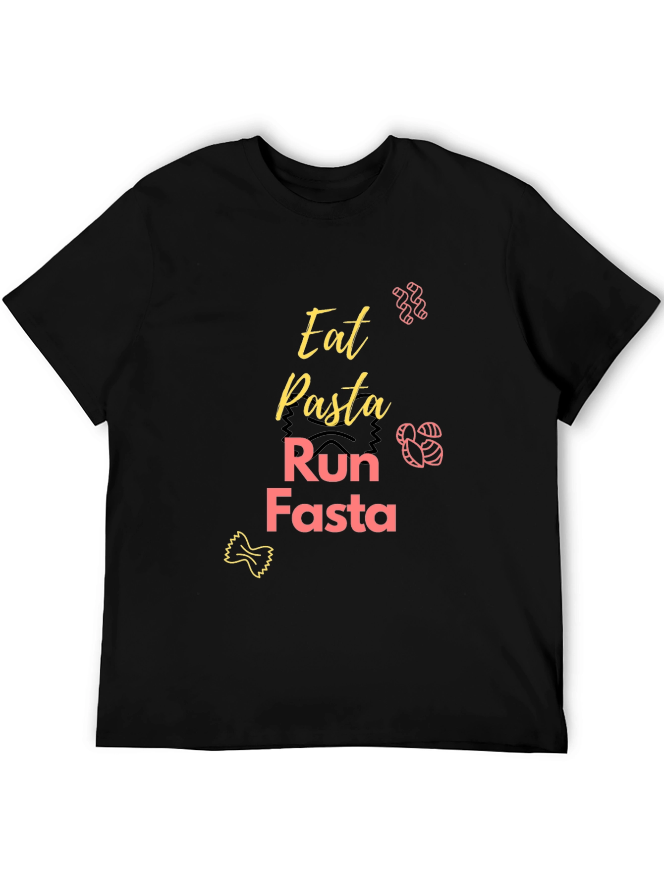 Eat Pasta Run Fasta Black Graphic Tee
