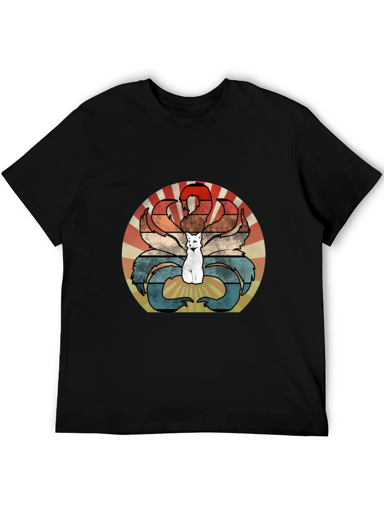 Nine-Tailed Fox Retro T-Shirt - Kitsune Design