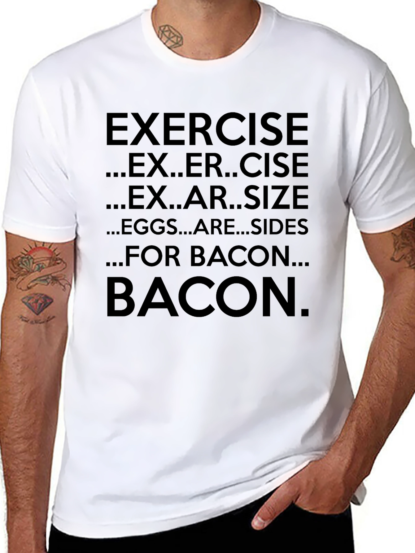 Exercise Bacon Funny Graphic T-Shirt