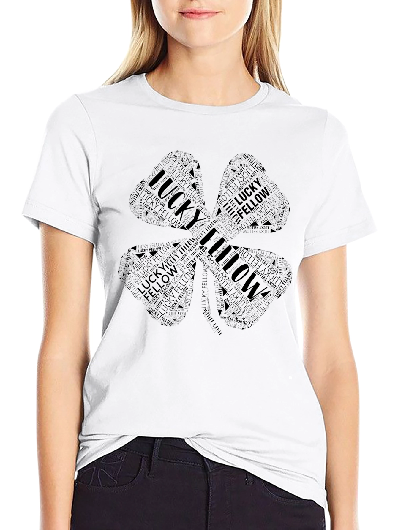 Lucky Fellow Clover Graphic Tee - Black