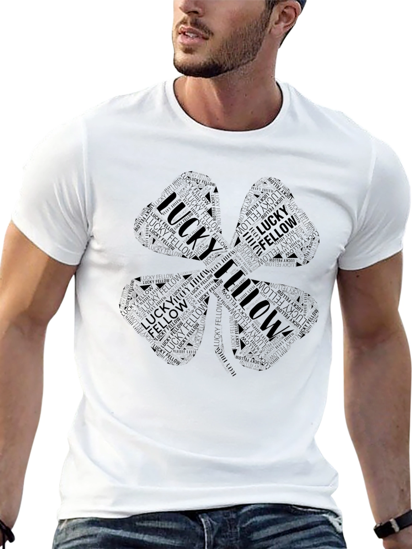 Lucky Fellow Clover Graphic Tee - Black