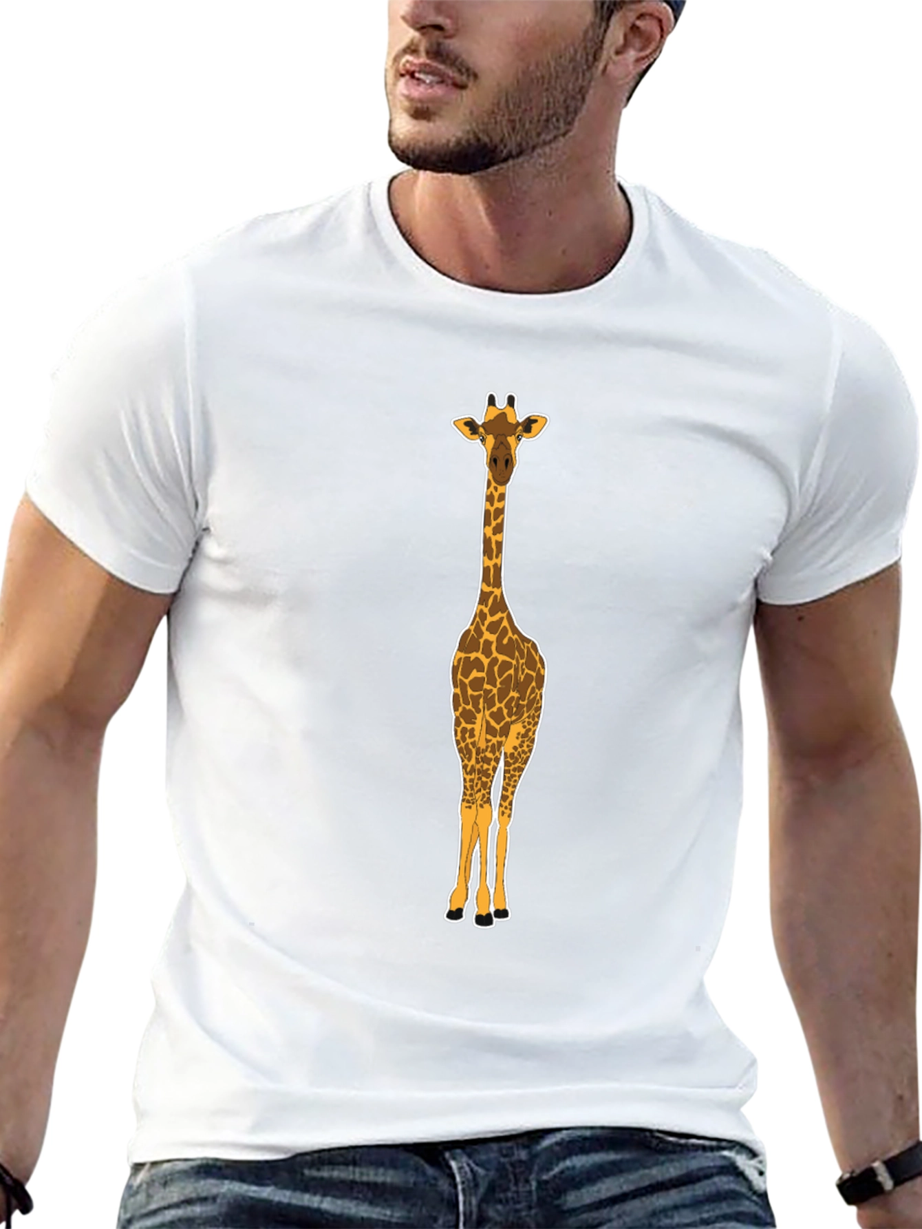 Giraffe Graphic Tee - Mens Black Crew Neck T-Shirt