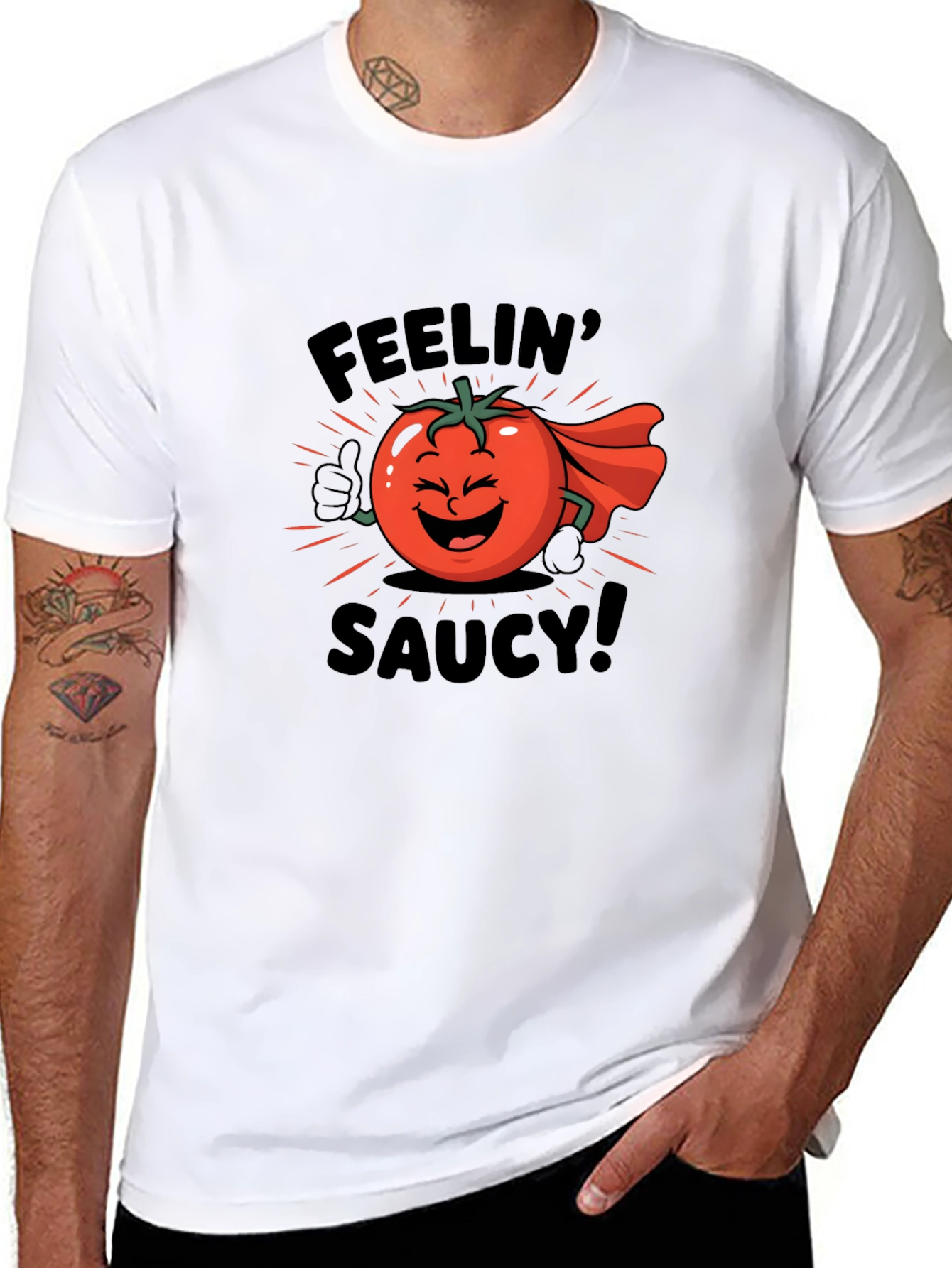 Feelin Saucy T-Shirt - Tomato Cartoon Graphic Tee