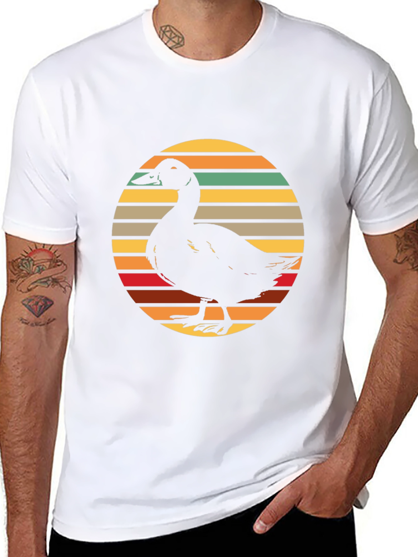 Duck Silhouette Retro Sunset Graphic Tee