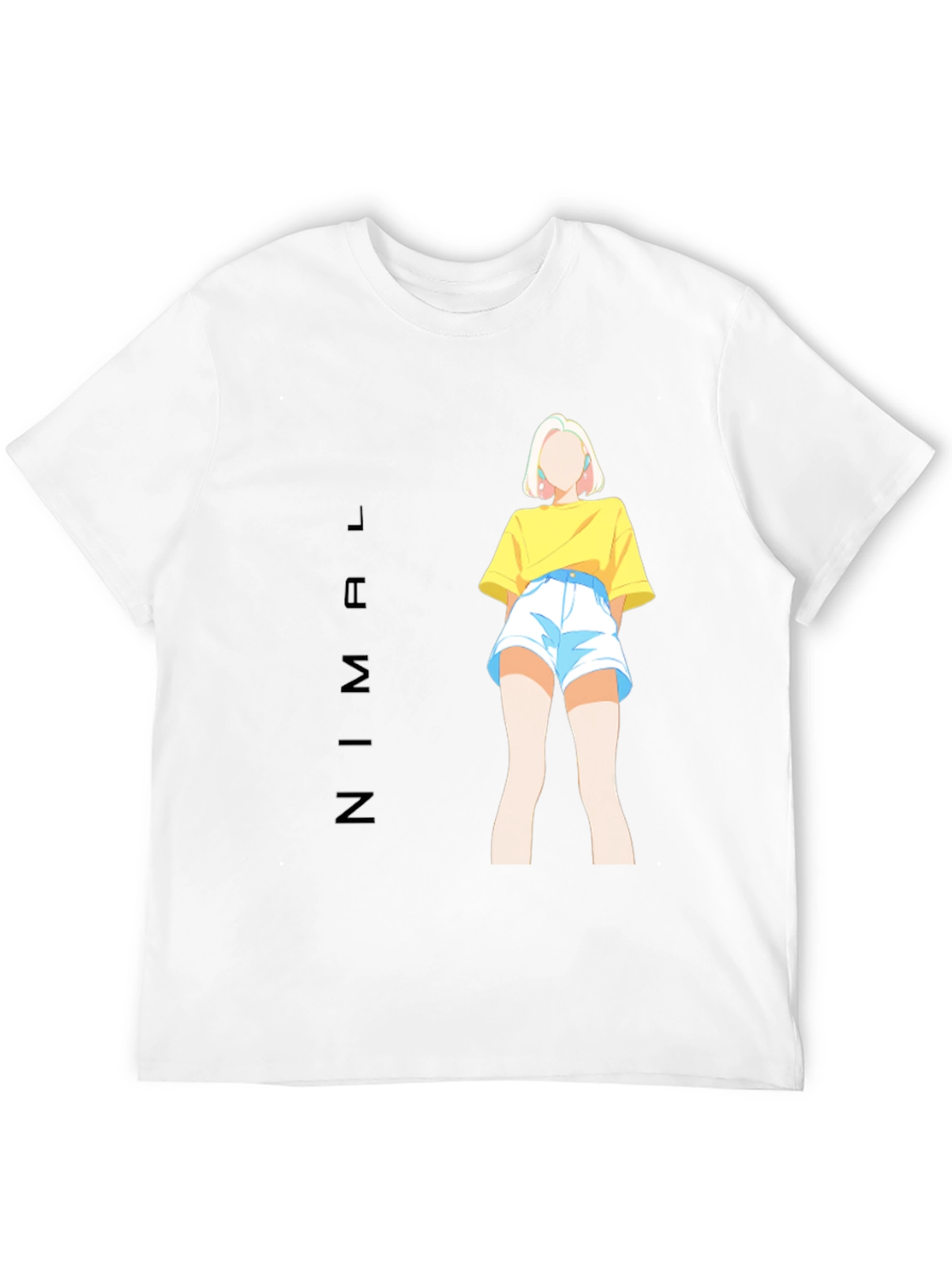Stylish Black Tee with Anime Girl Graphic Print