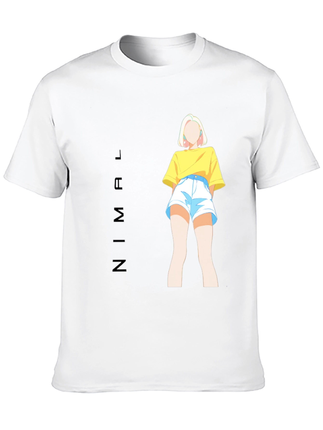 Stylish Black Tee with Anime Girl Graphic Print