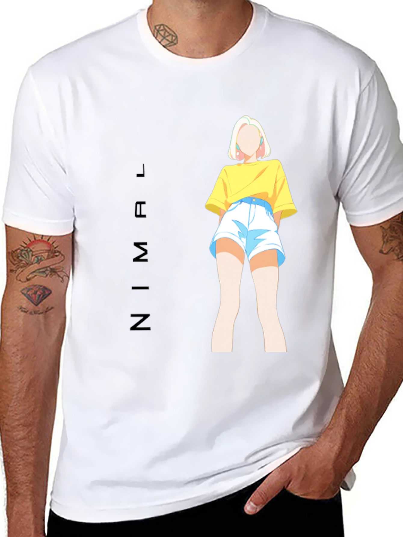Stylish Black Tee with Anime Girl Graphic Print