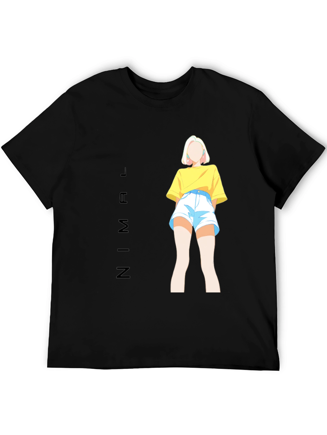 Stylish Black Tee with Anime Girl Graphic Print