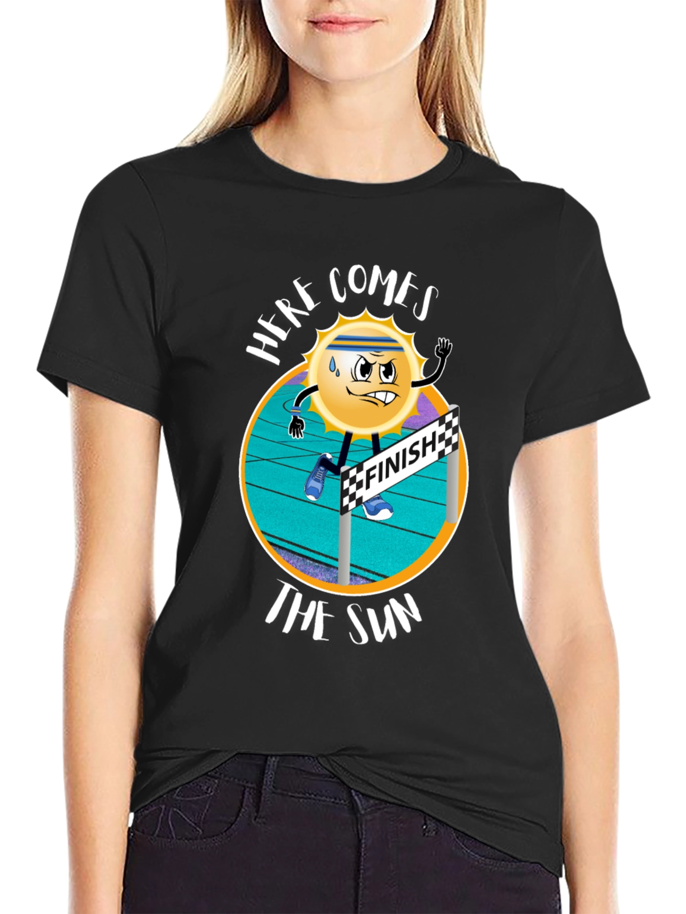 Here Comes The Sun Black Graphic T-Shirt