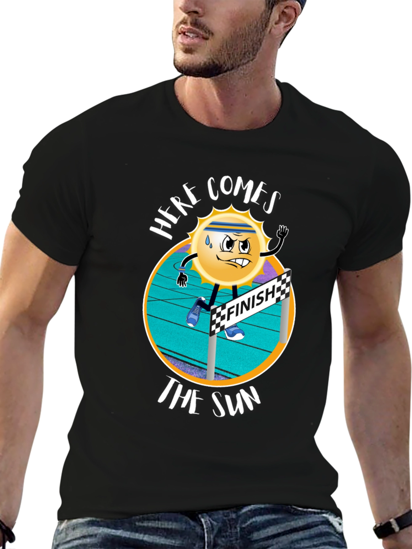 Here Comes The Sun Black Graphic T-Shirt