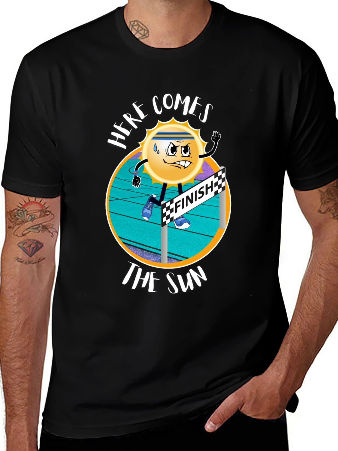 Here Comes The Sun Black Graphic T-Shirt