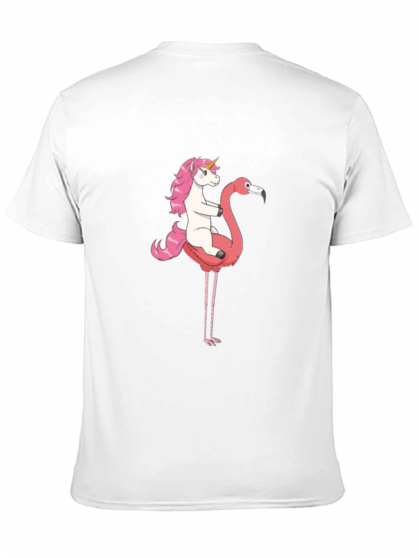 Unicorn Riding Flamingo Graphic T-Shirt
