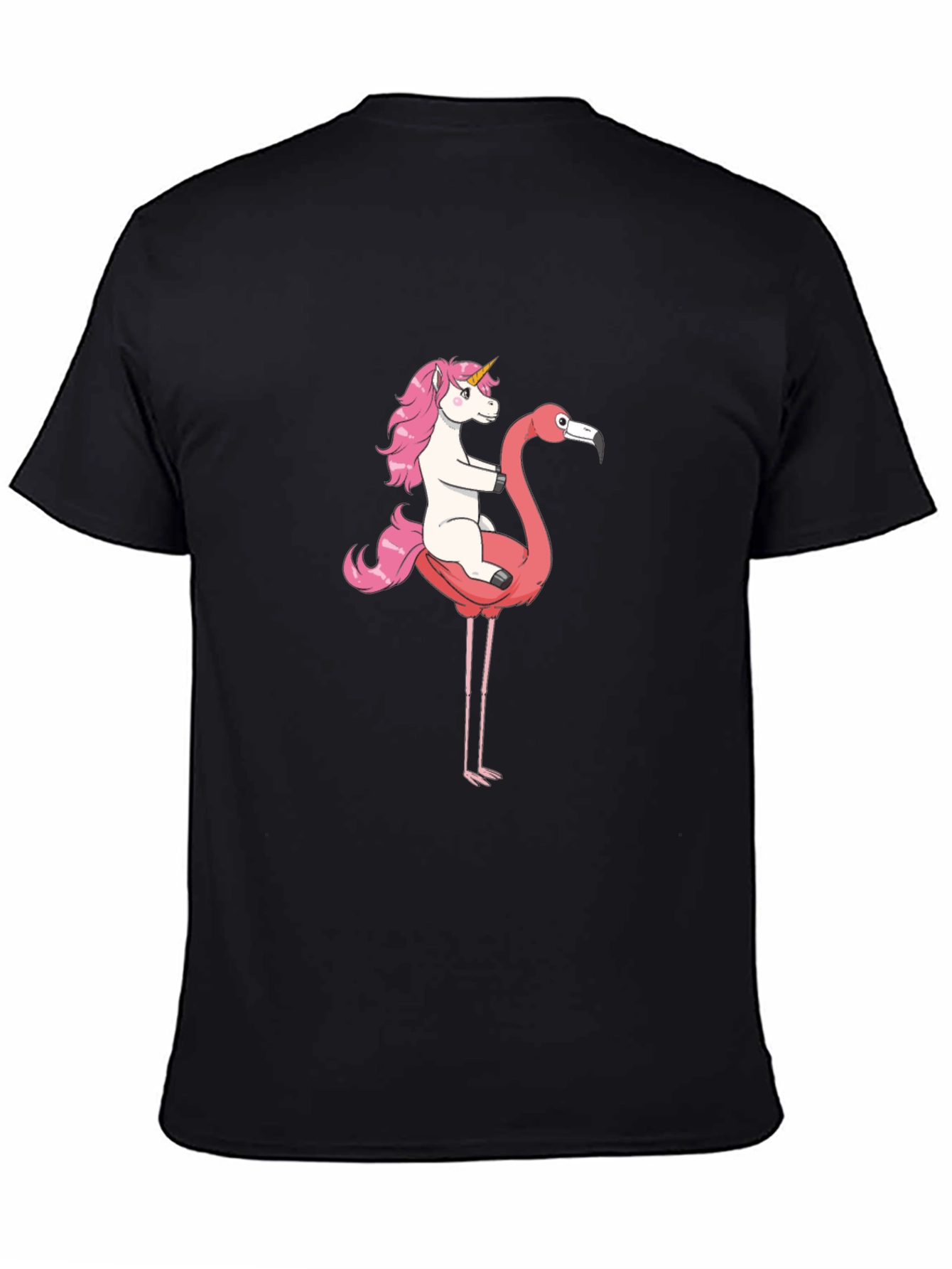 Unicorn Riding Flamingo Graphic T-Shirt