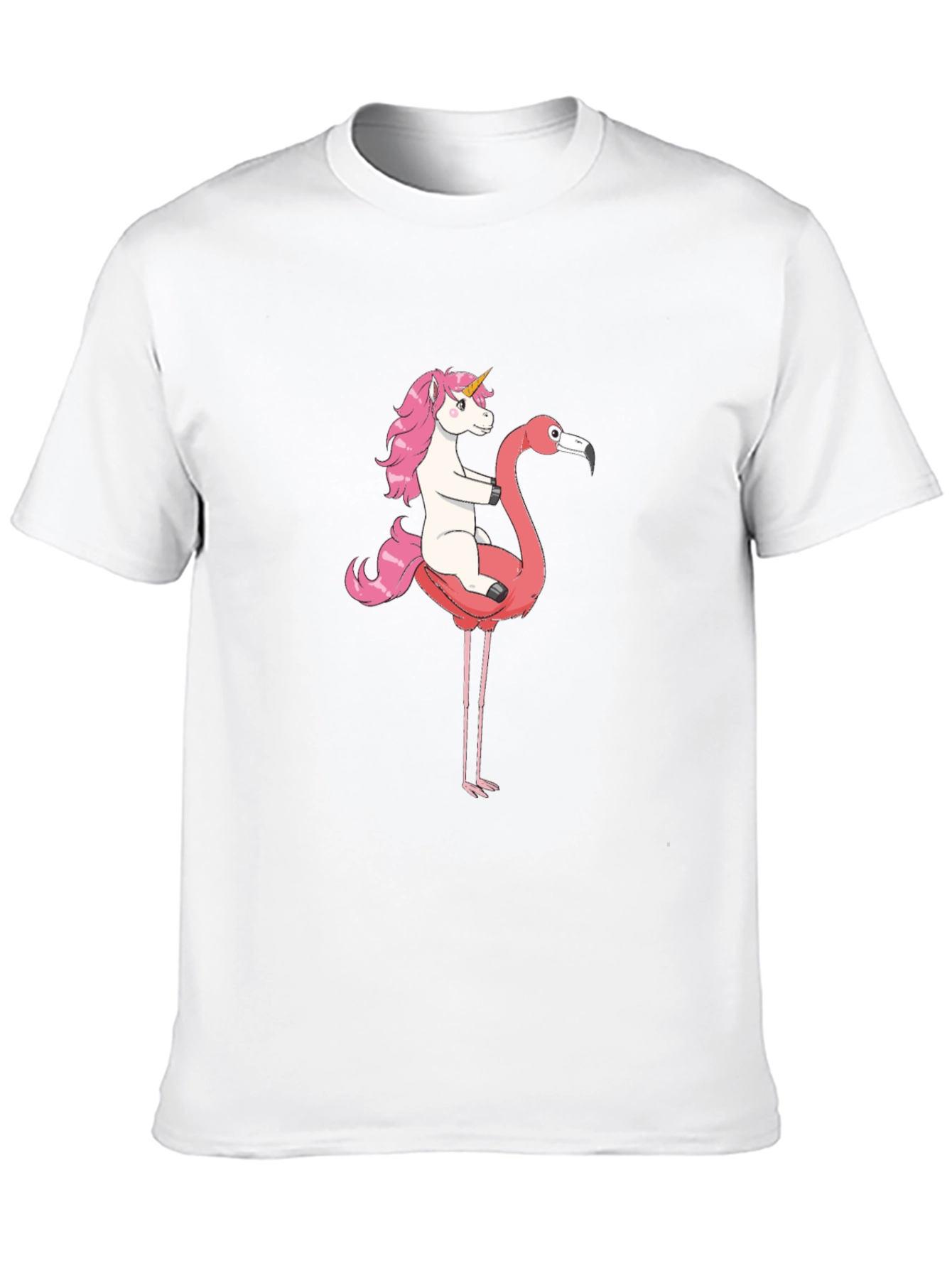 Unicorn Riding Flamingo Graphic T-Shirt