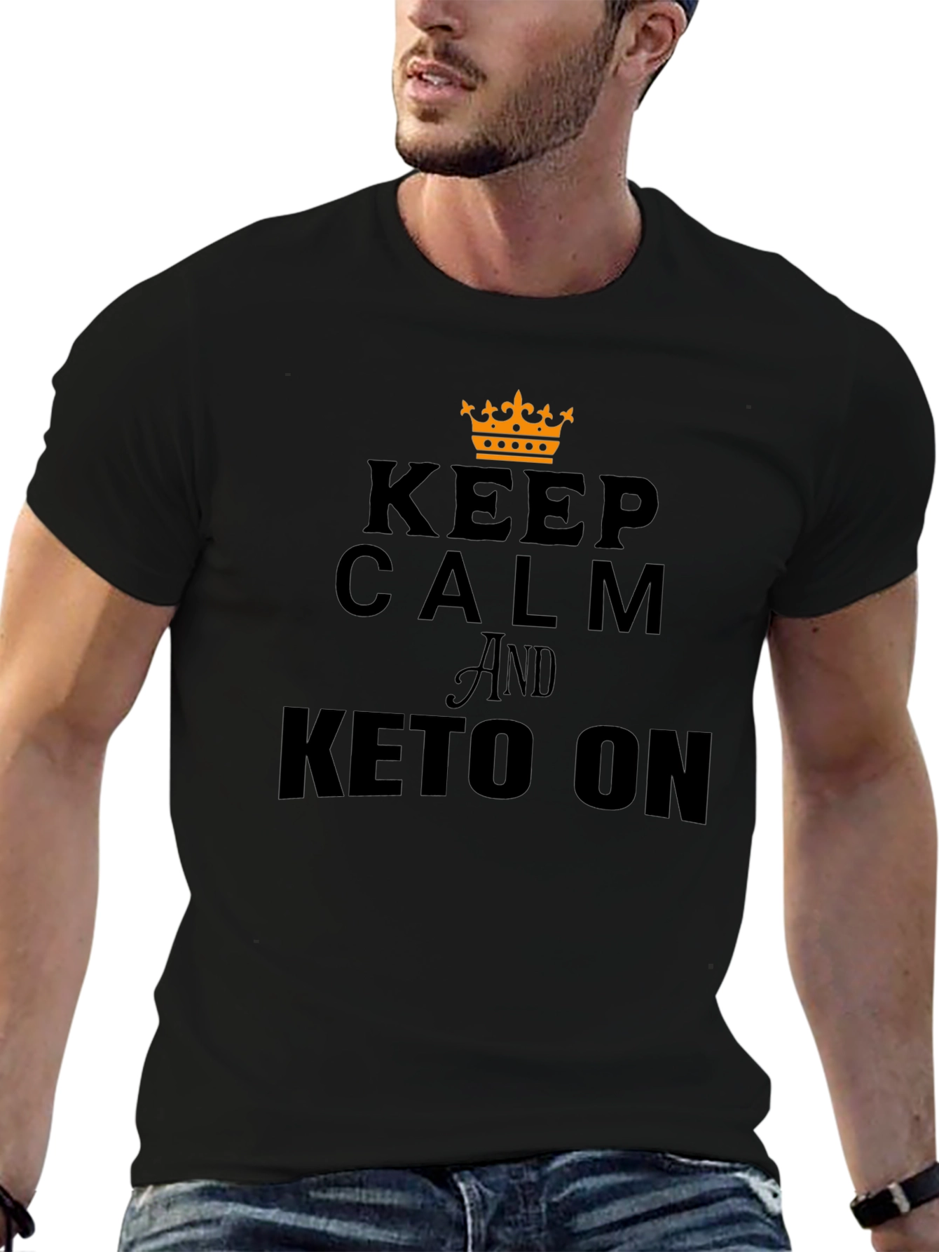 Keep Calm & Keto On Graphic Tee - Black