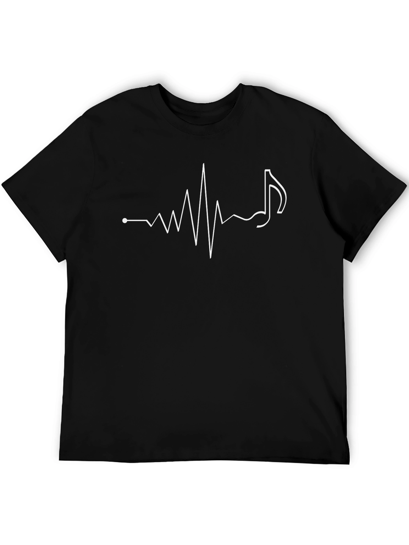 Music Heartbeat Graphic Tee - Black Cotton T-Shirt