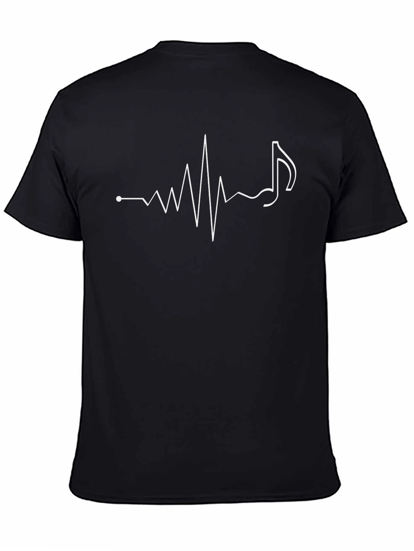 Music Heartbeat Graphic Tee - Black Cotton T-Shirt