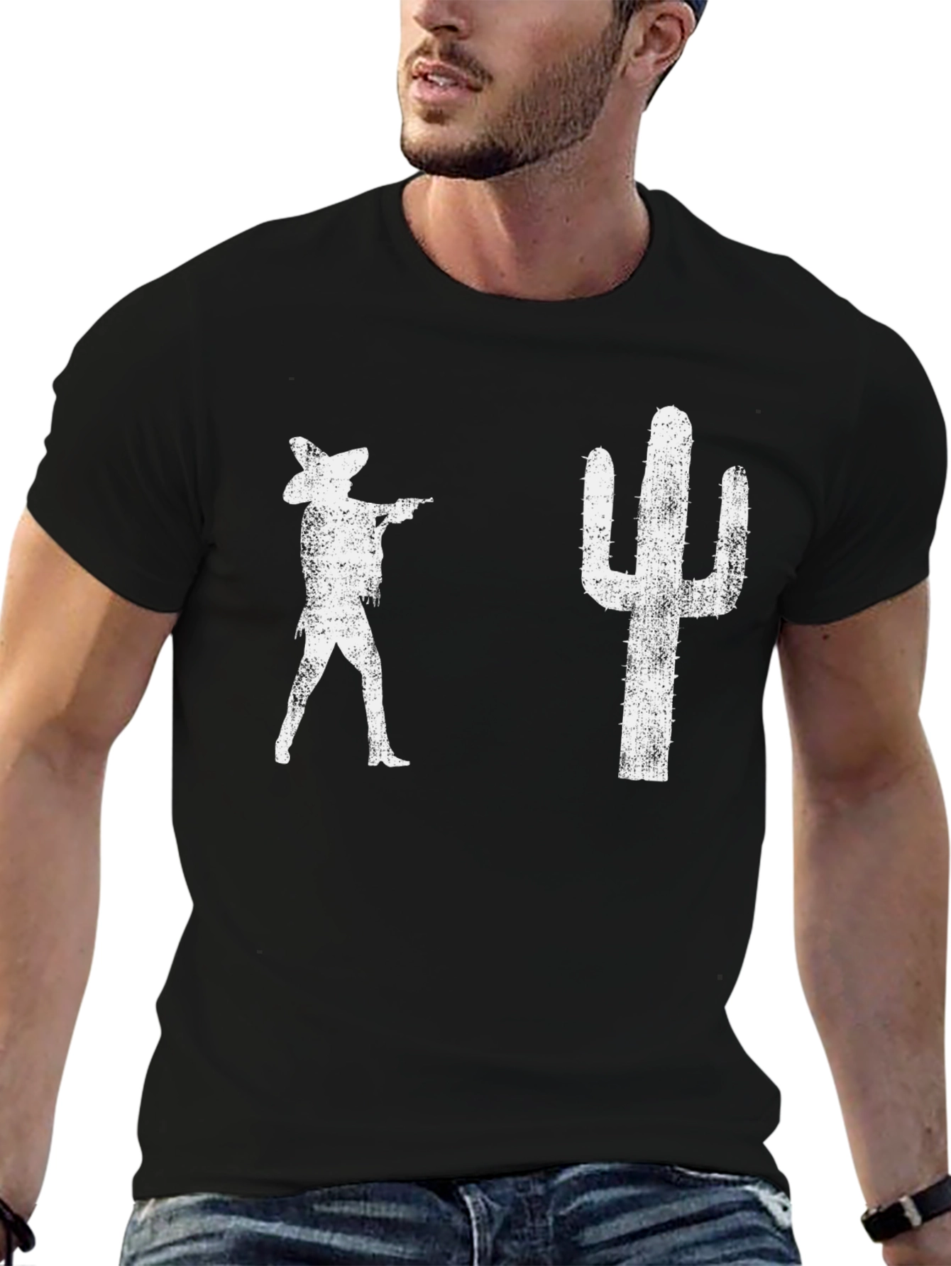 Retro Western Graphic Tee - Cactus Cowboy