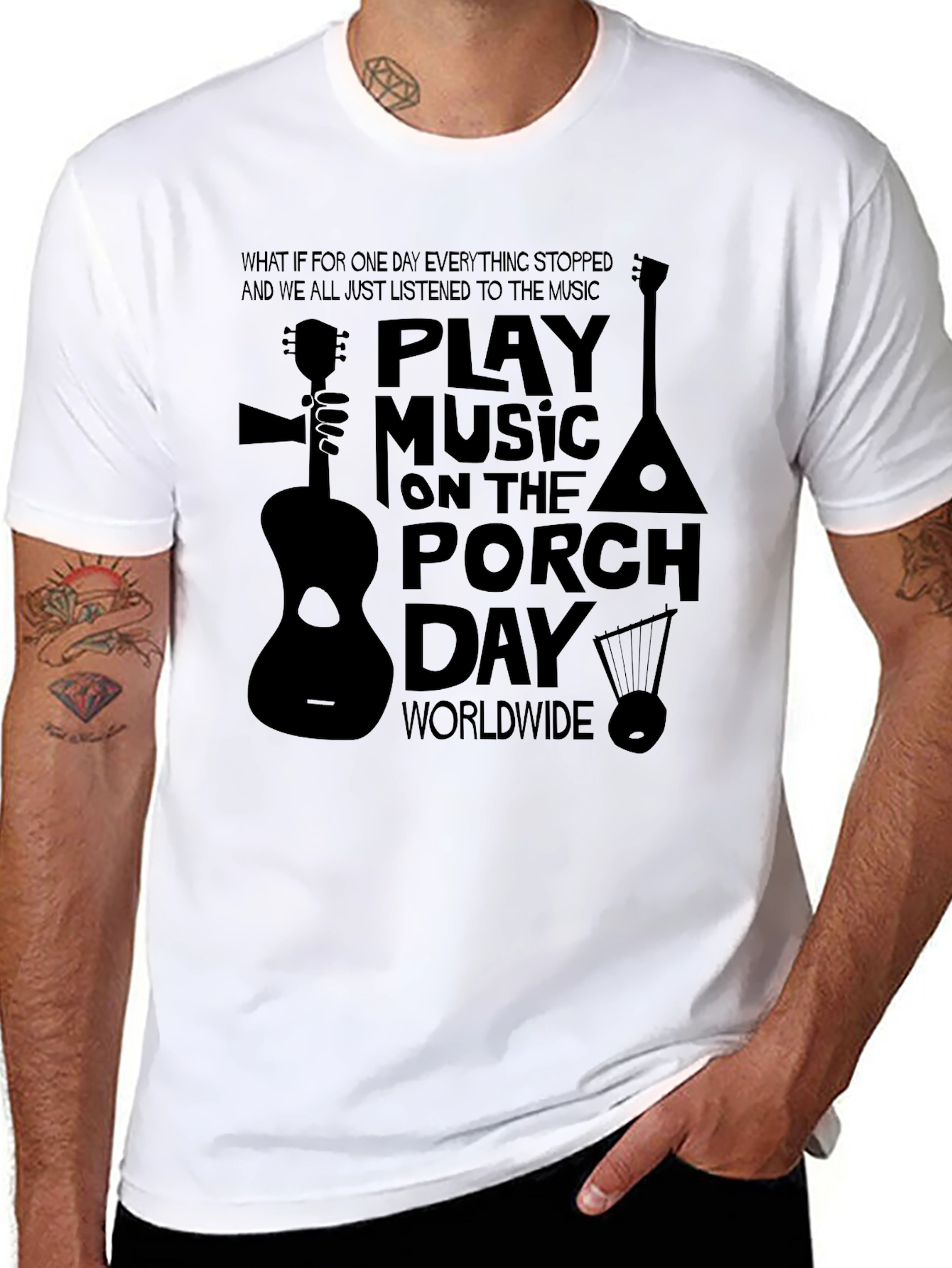 Play Music on the Porch Day Black T-Shirt