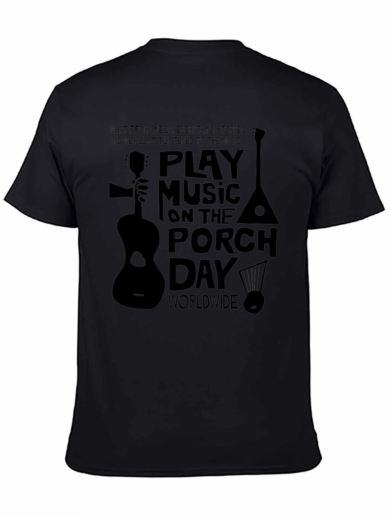 Play Music on the Porch Day Black T-Shirt