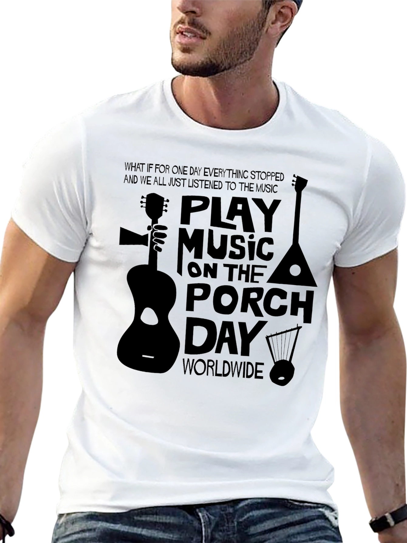 Play Music on the Porch Day Black T-Shirt