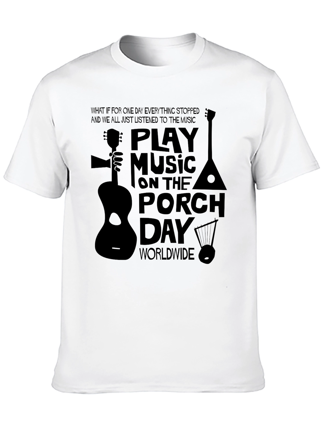 Play Music on the Porch Day Black T-Shirt