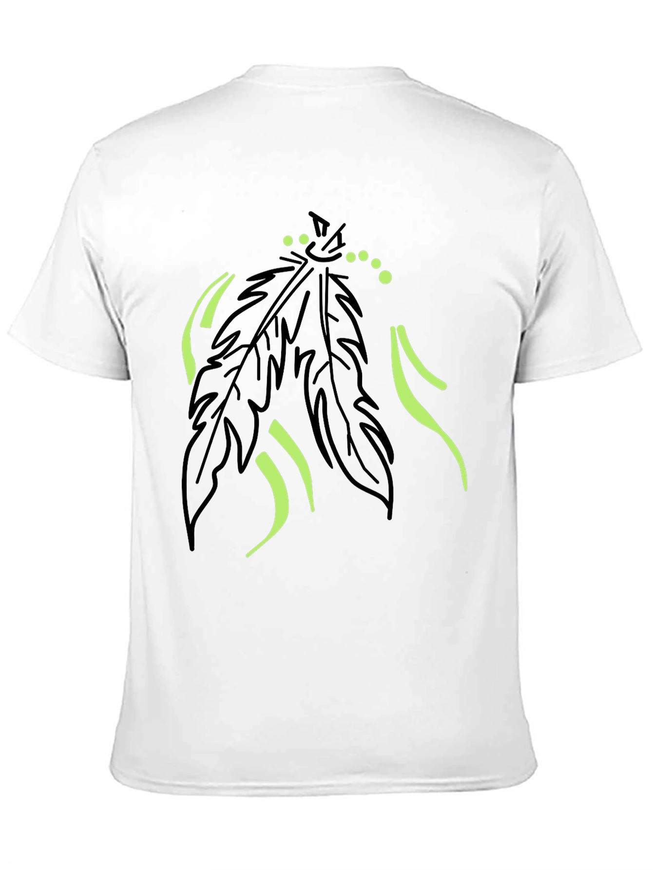 Mens Black T-Shirt with Feather Graphic Design