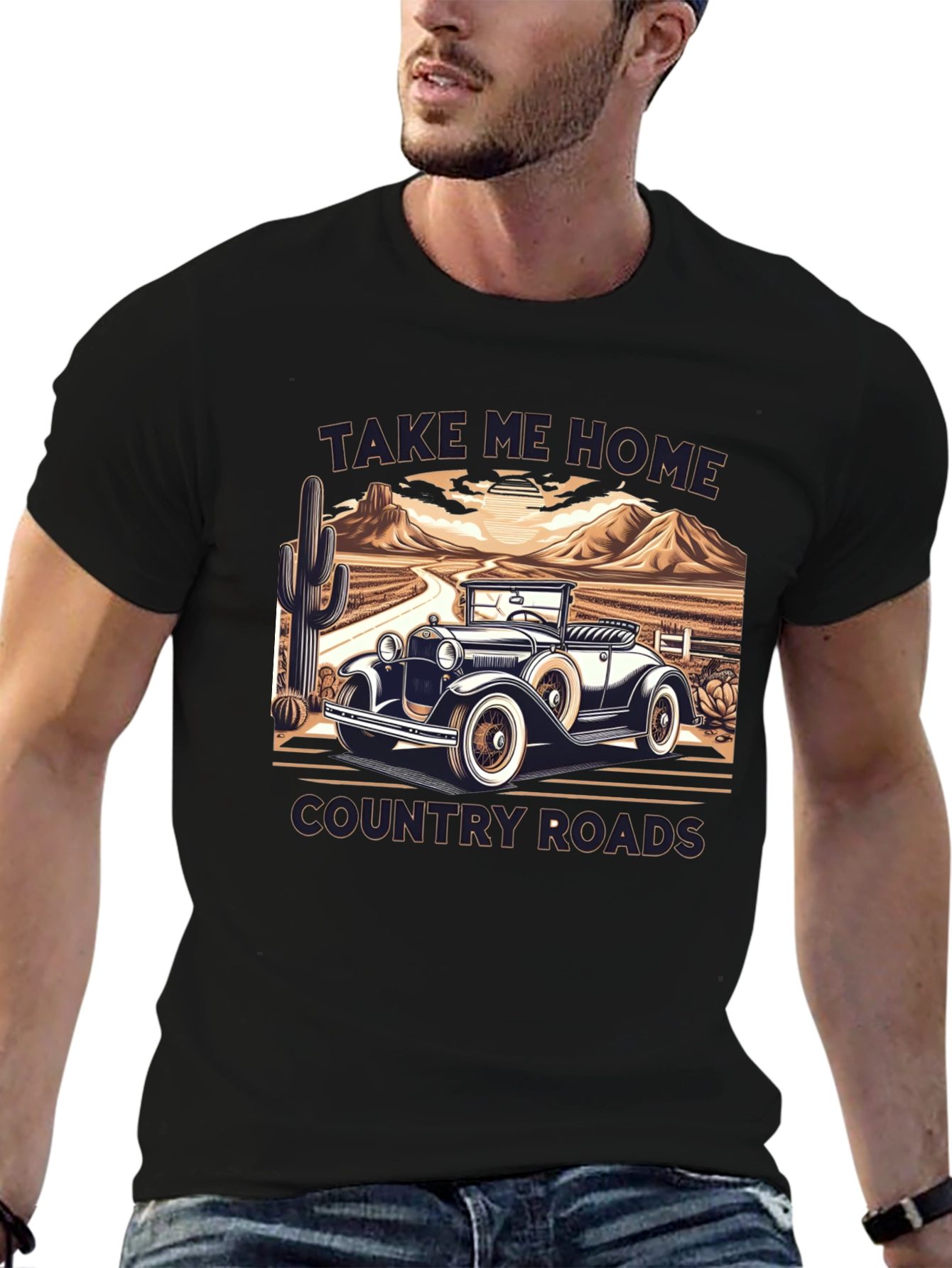 Country Roads Classic Car T-Shirt