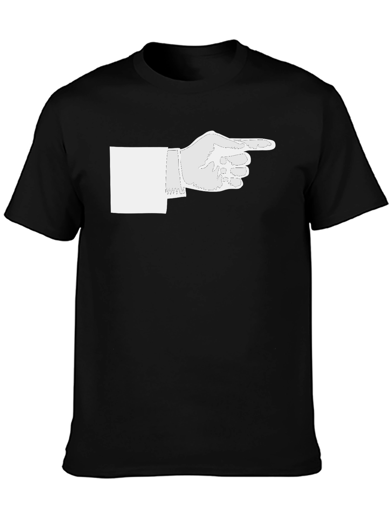 Pointing Hand Graphic Tee - Black Cotton Casual Shirt