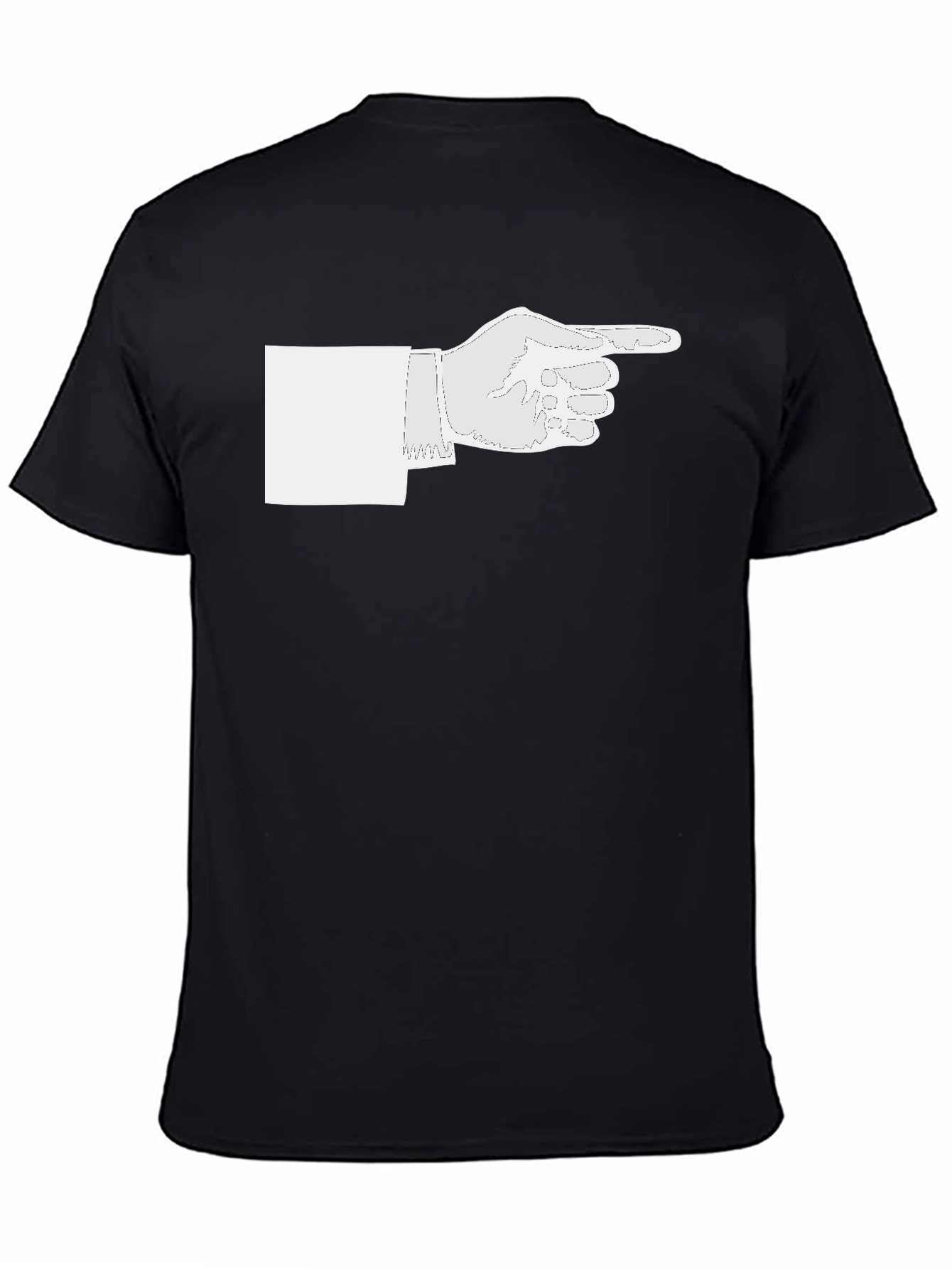 Pointing Hand Graphic Tee - Black Cotton Casual Shirt