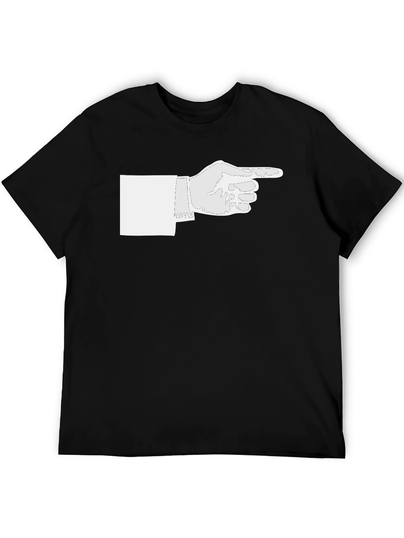 Pointing Hand Graphic Tee - Black Cotton Casual Shirt