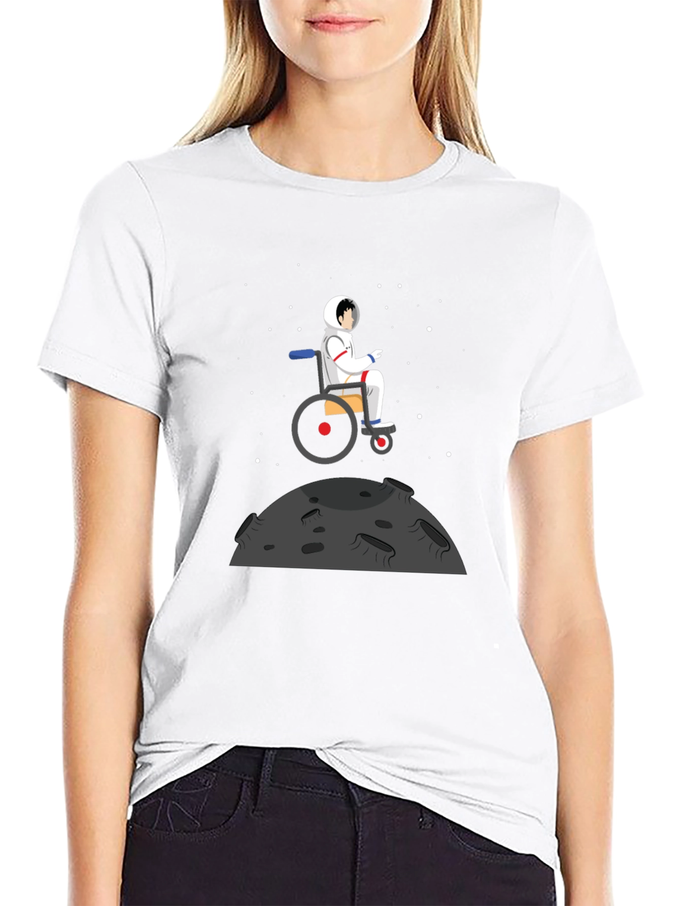 Astronaut Wheelchair T-Shirt - Black Graphic Tee