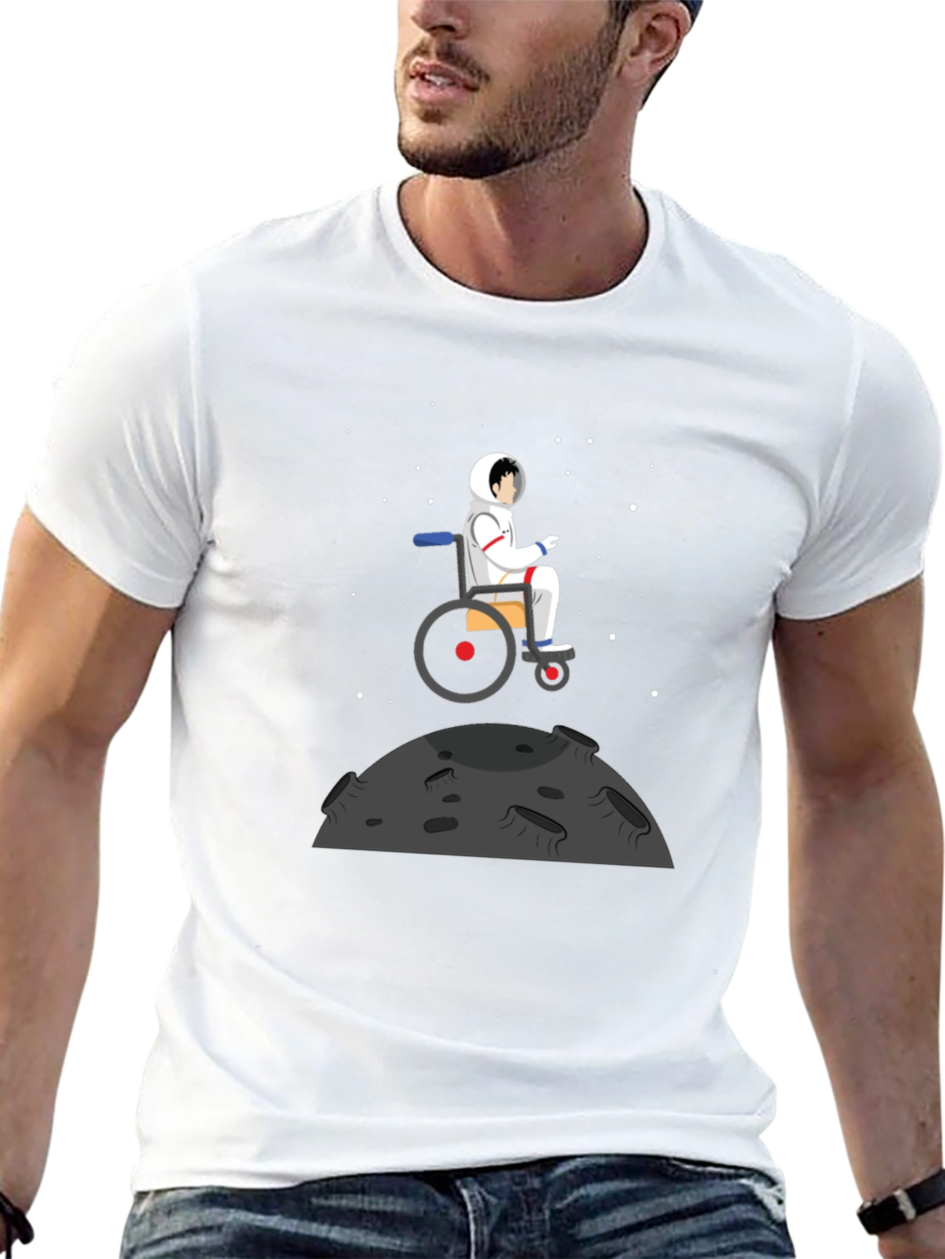 Astronaut Wheelchair T-Shirt - Black Graphic Tee