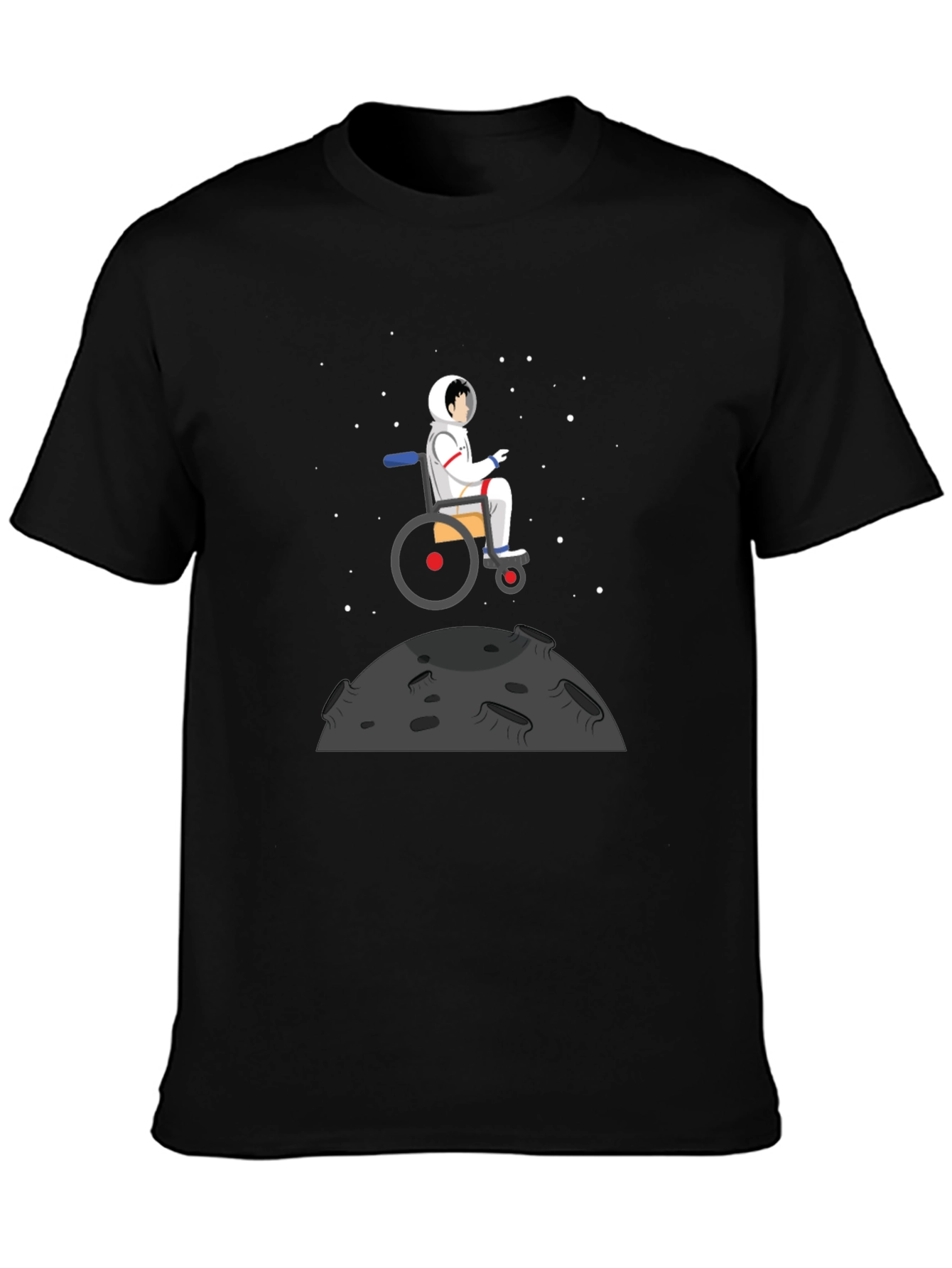 Astronaut Wheelchair T-Shirt - Black Graphic Tee