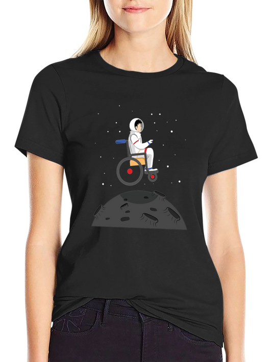 Astronaut Wheelchair T-Shirt - Black Graphic Tee