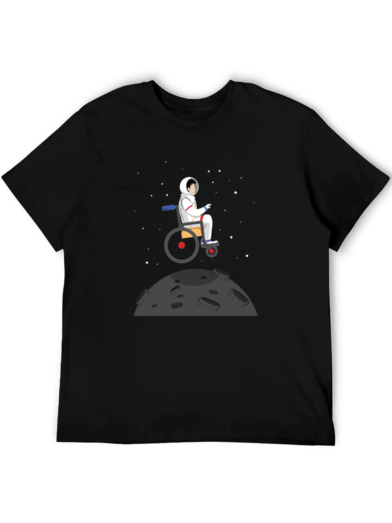 Astronaut Wheelchair T-Shirt - Black Graphic Tee