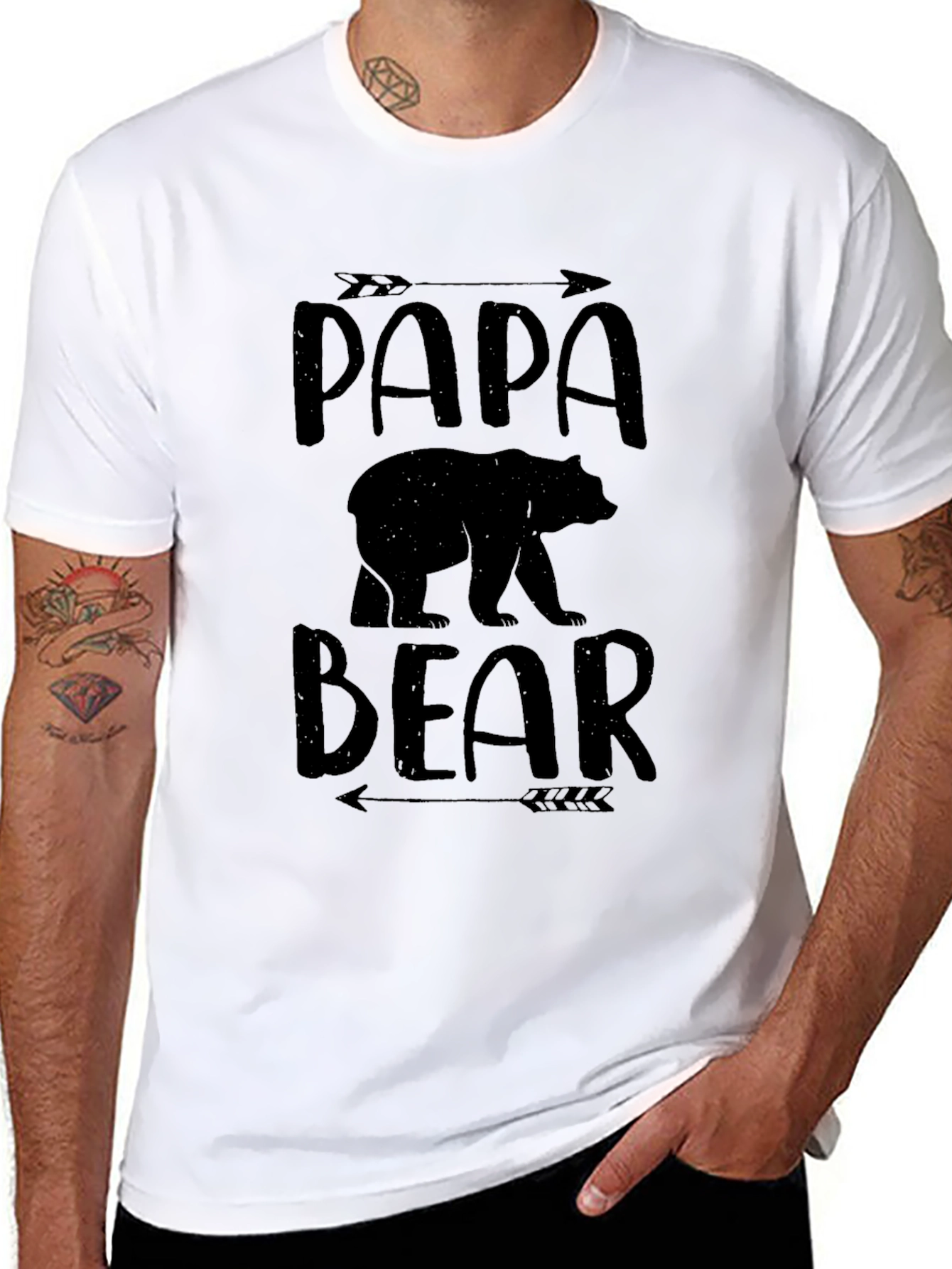 Papa Bear Graphic Tee - Black Cotton Comfort