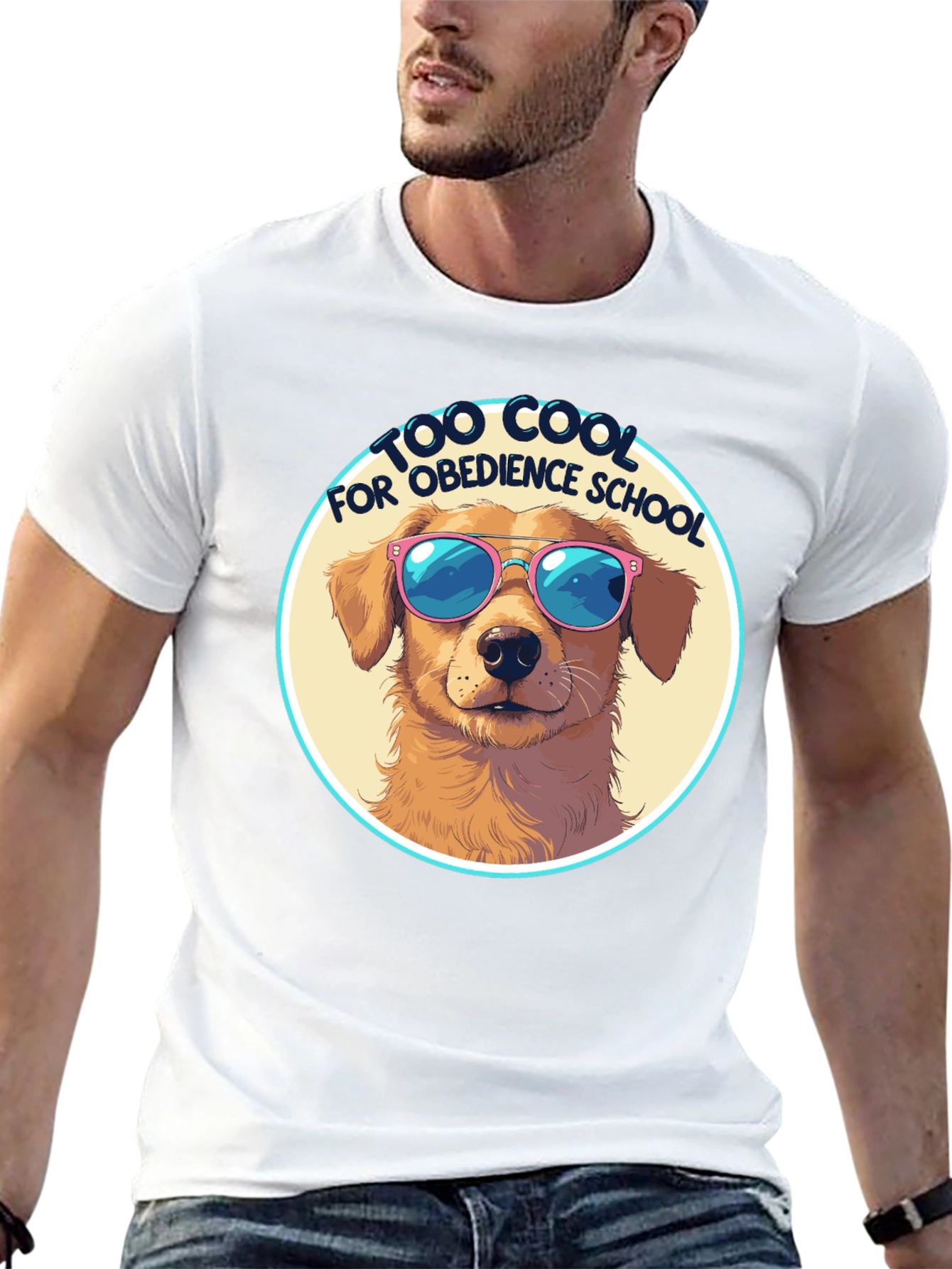 Cool Dog T-Shirt - Golden Retriever in Sunglasses