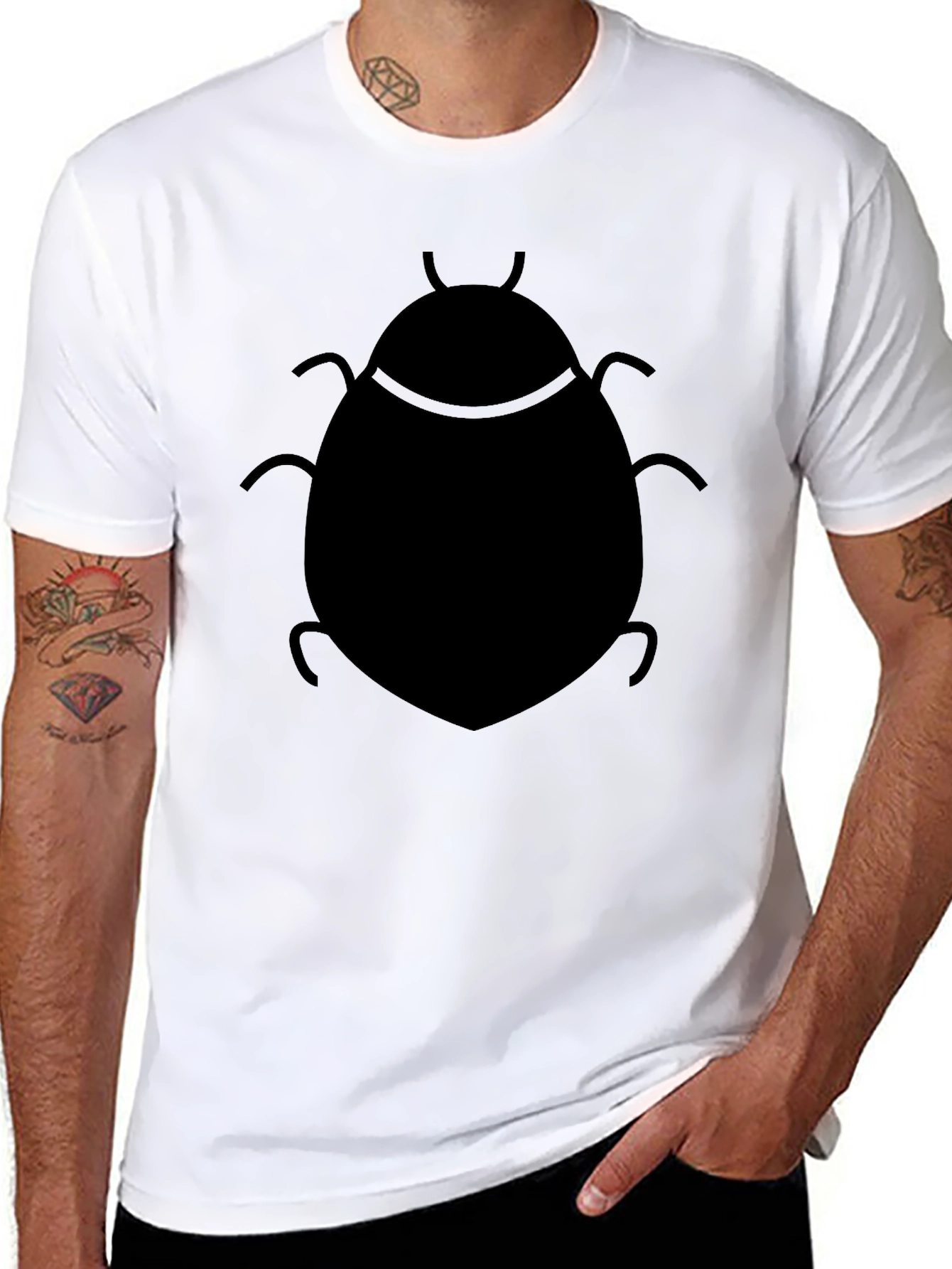 Black T-Shirt with Insect Design